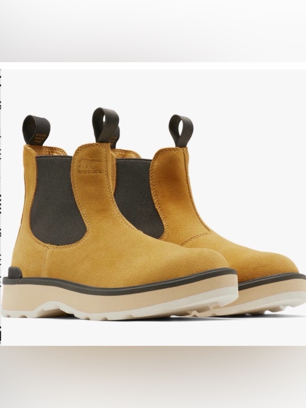 Sorel Hi-Line Chelsea Boots – Geo Yellow Suede | Size 7 💛 - Picture 1 of 8